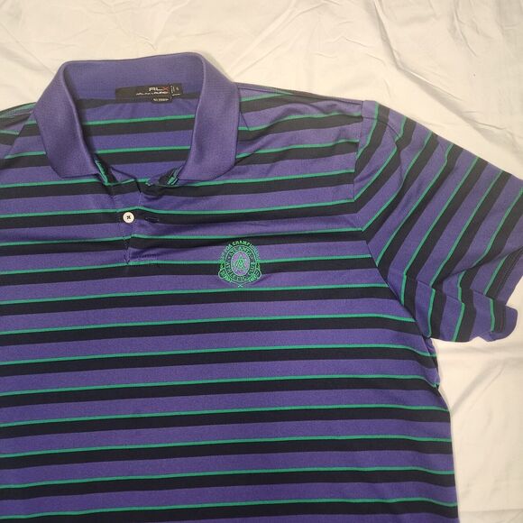 Ralph Lauren RLX Mens XL Atlanta Athletic Club Striped Polo Purple Green Black - Picture 2 of 12